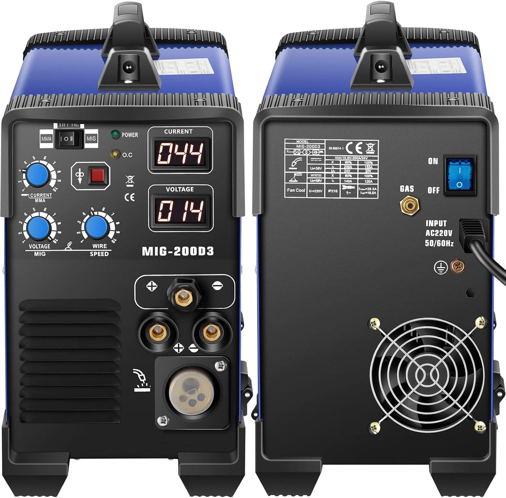 200 Amp 3 in 1 MIG TIG Arc Welding Machine with IGBT Inverter and Digital Display T920050