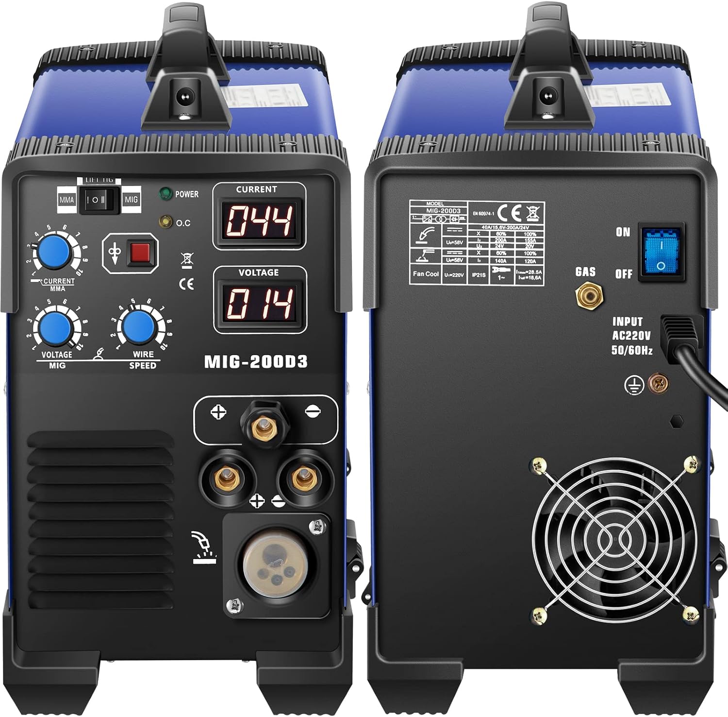200 Amp 3 in 1 MIG TIG Arc Welding Machine with IGBT Inverter and Digital Display T920050
