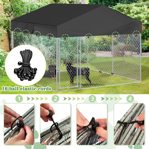 Black 600D Waterproof Oxford Cloth Dog Kennel Replacement Top Cover 10'Dx10'Wx1.4'H G4651