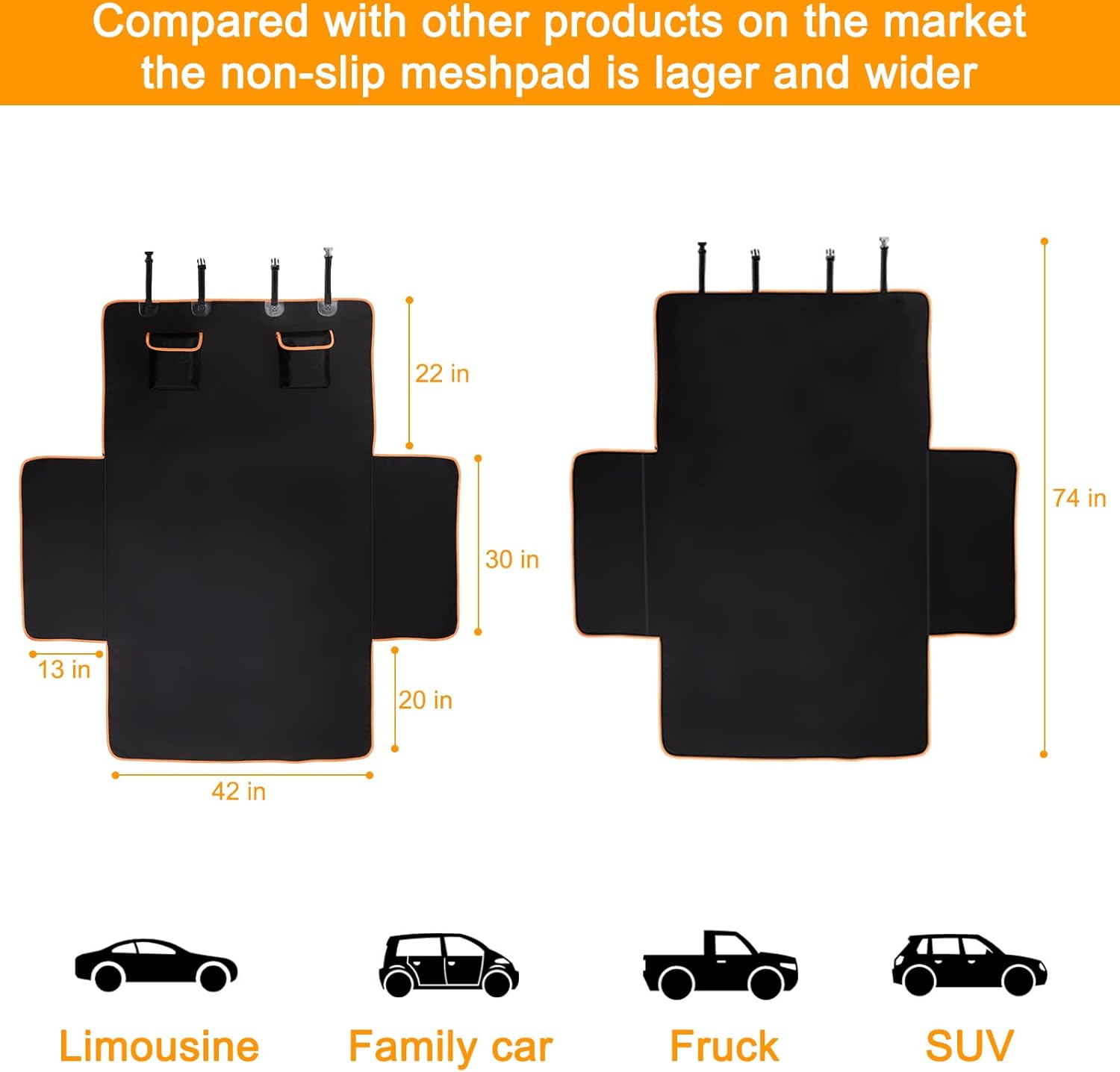 Yellow Washable Waterproof Pet Cargo Cover Liner D935711