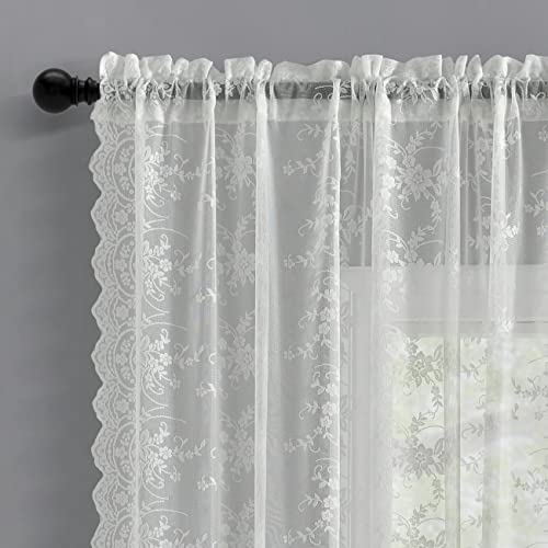 Scalloped Lace Sheer Curtains 2 Panels J723466