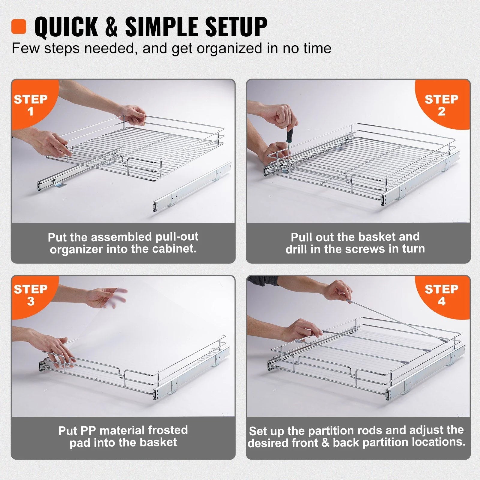 Chrome Plated Steel Pull Out Cabinet Organizer T504002