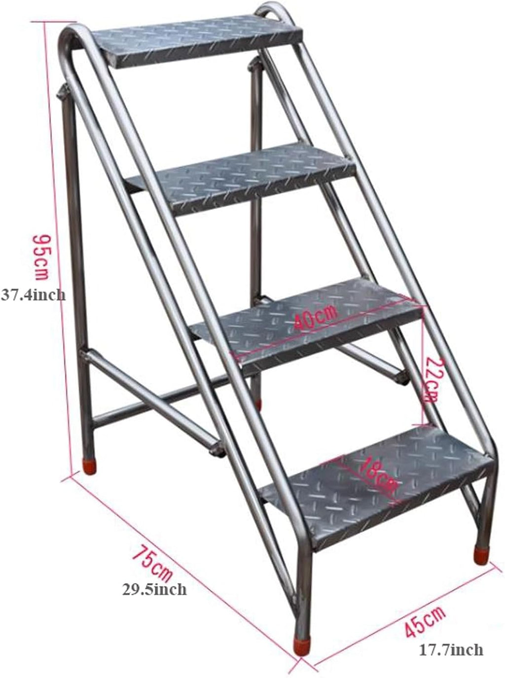 4 Step Steel Folding Ladder with Handrails N943