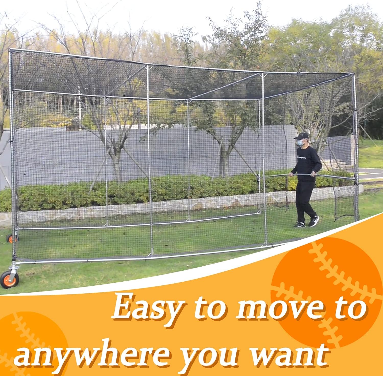 16X10X8FT Batting Cage with Wheels E956