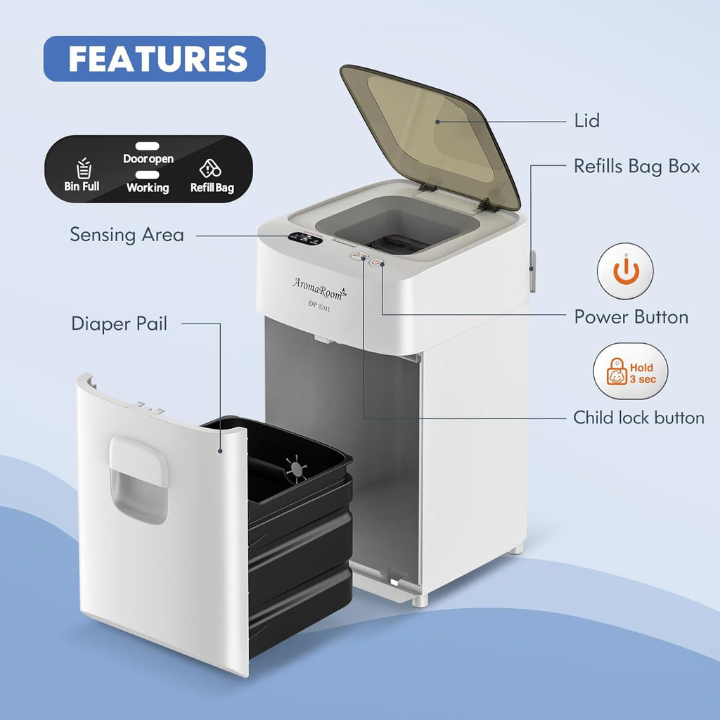 Diaper Pail Odor-Locking Individually Sealed Baby Diaper Pail Smart Trash Can Full-Automatic Packing Self-Changing G69889