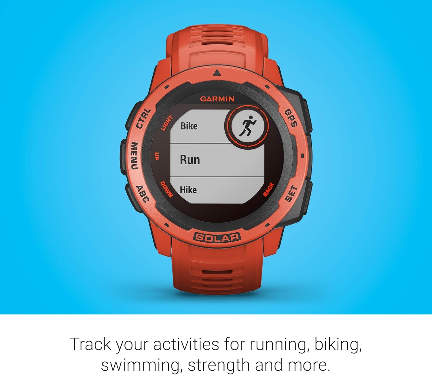 Flame Red Solar-Powered Rugged Outdoor Smartwatch U265163