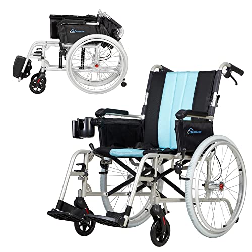 Silver 20" Wide Seat Foldable Magnesium Wheelchair with Travel Bag E5558