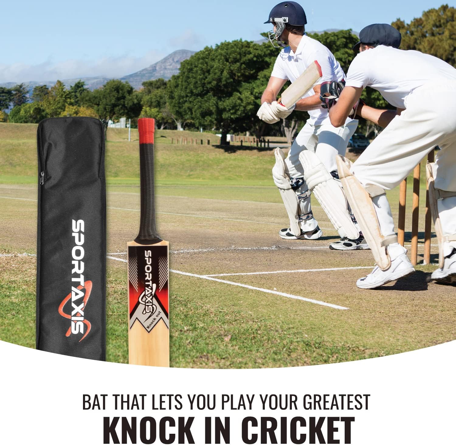 Wooden Kashmir Willow Cricket Bat with Foam-Padded Bag Y496