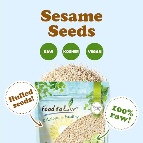 Hulled White Sesame Seeds, 1 Pound, Non-GMO, Kosher, Vegan, Unroasted, Bulk W213