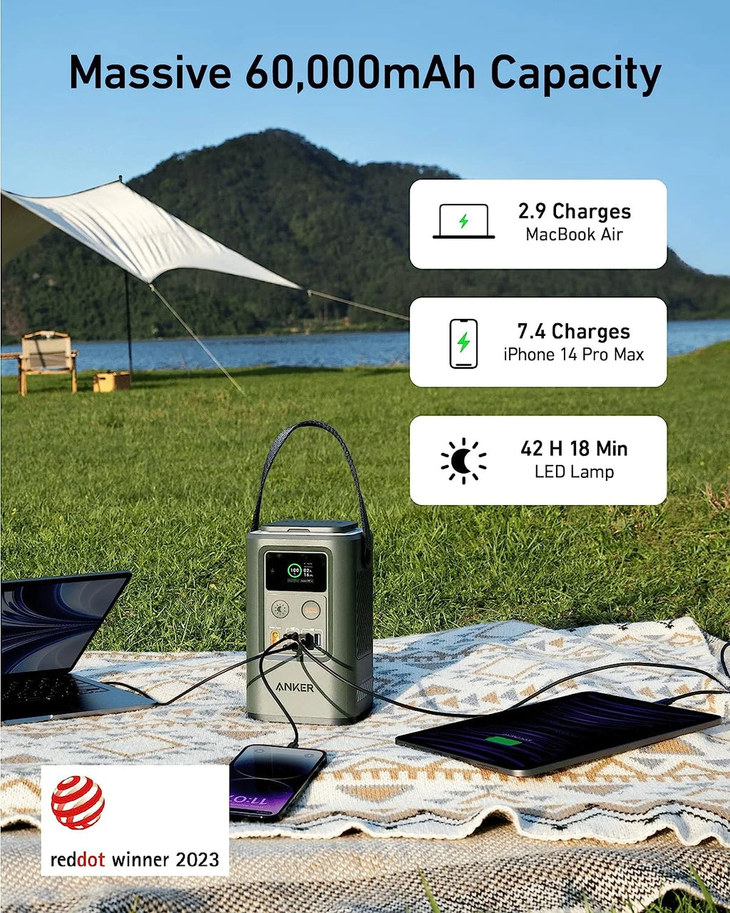 60,000mAh LiFePO4 Portable Charger with Smart Digital Display E585135