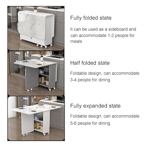 Mobile Folding Dining Table with Wheels and Storage Racks D327