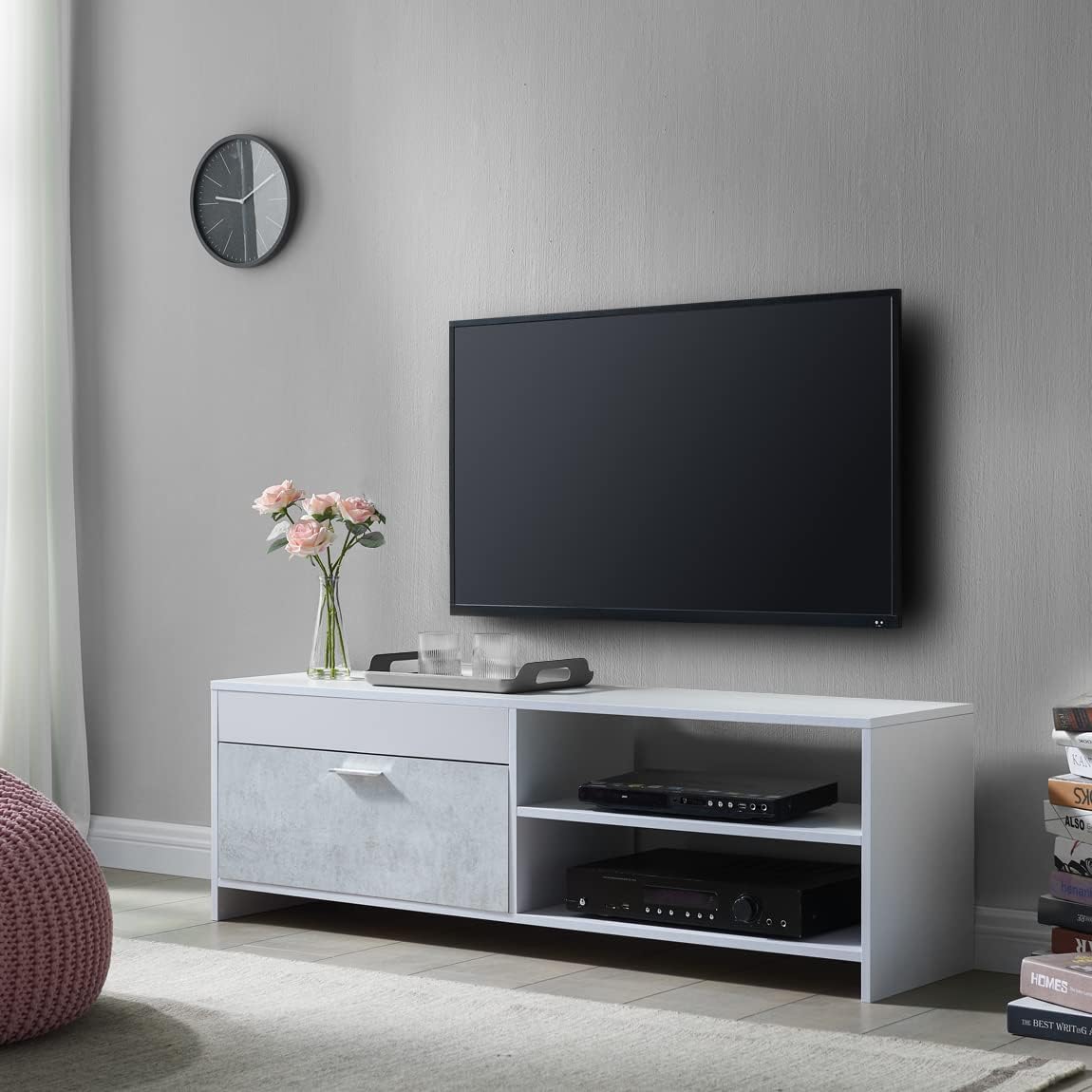 Black TV Cabinet with Storage Drawers Q206