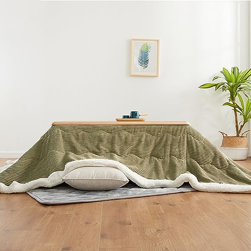 Kotatsu Table Blanket with Electric Heater, Japanese Furniture Futon Floor Table Set, Wooden Coffee Table P5584