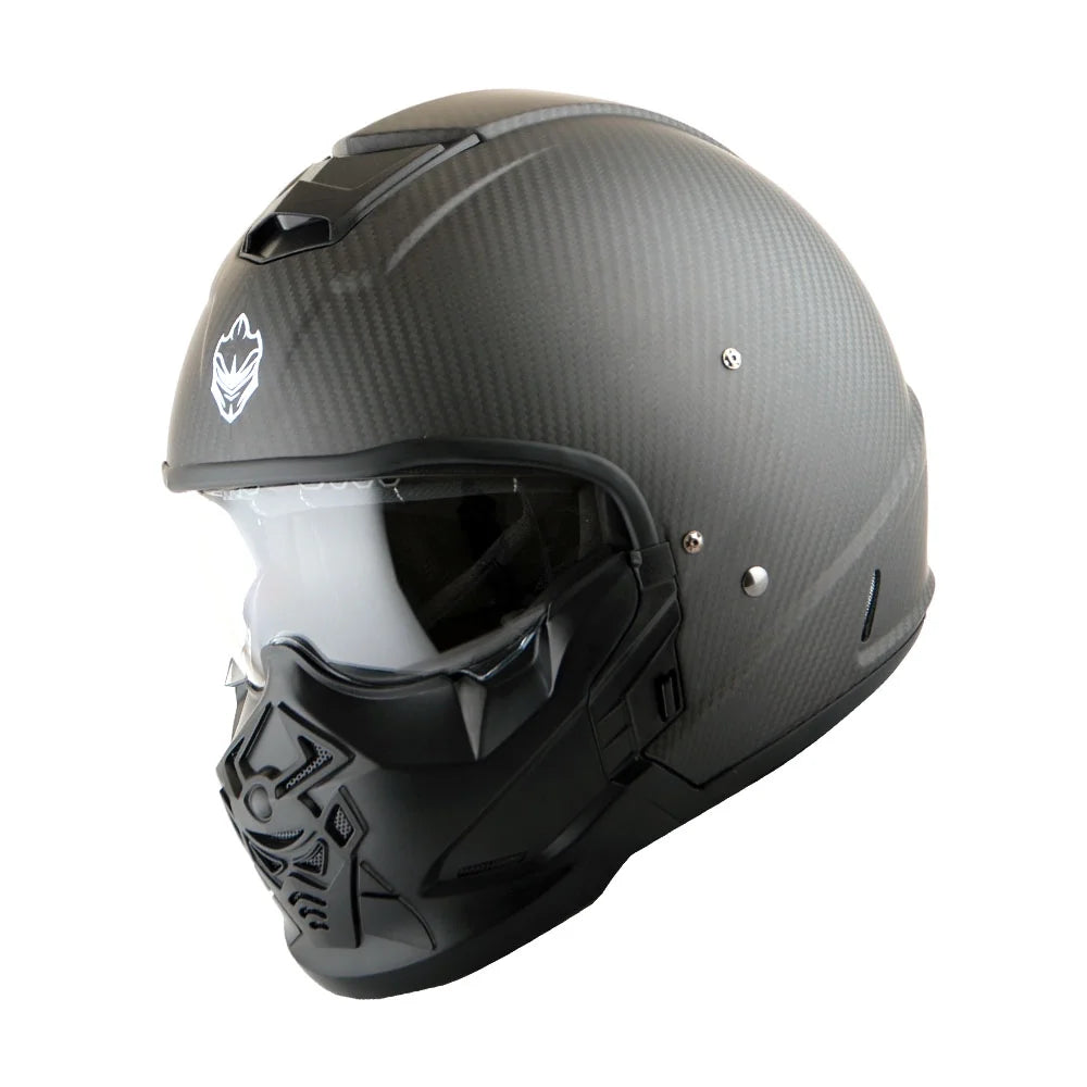 Matt Carbon Black Carbon Fiber Motorcycle Open Face Helmet W1678