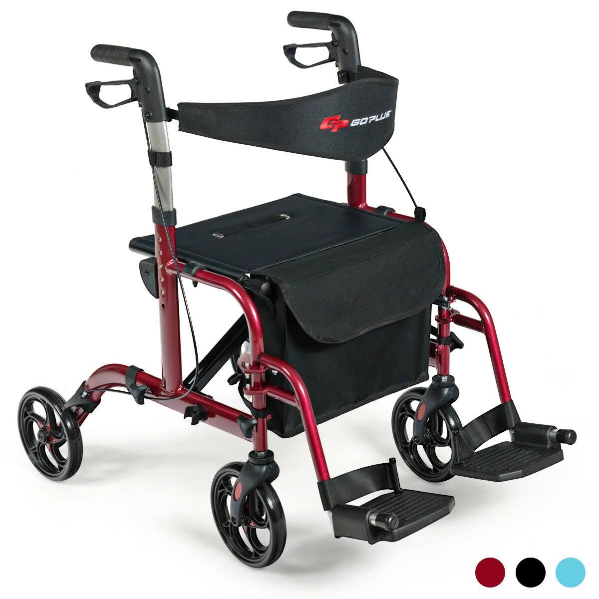 Red Aluminum Adjustable Rollator Walker E9862