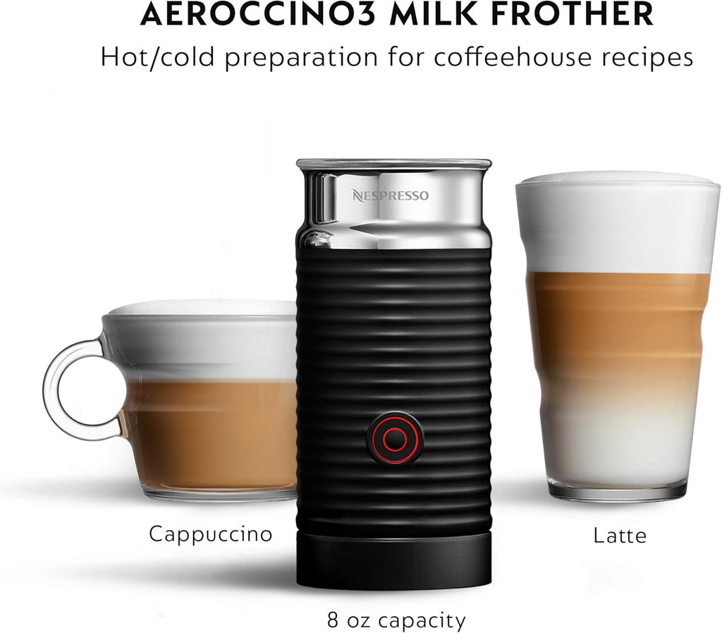 Matte Black Coffee and Espresso Machine with Milk Frother, 18 ounces L422767