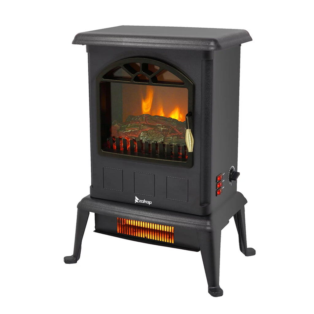 16.6" Freestanding Infrared Space Heater with Realistic 3D Flame Effect Z9191