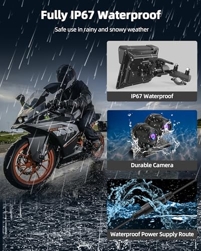 7 inch Motorcycle DVR Wireless Carplay Screen with Dual 2K Cameras GPS Navigation H464
