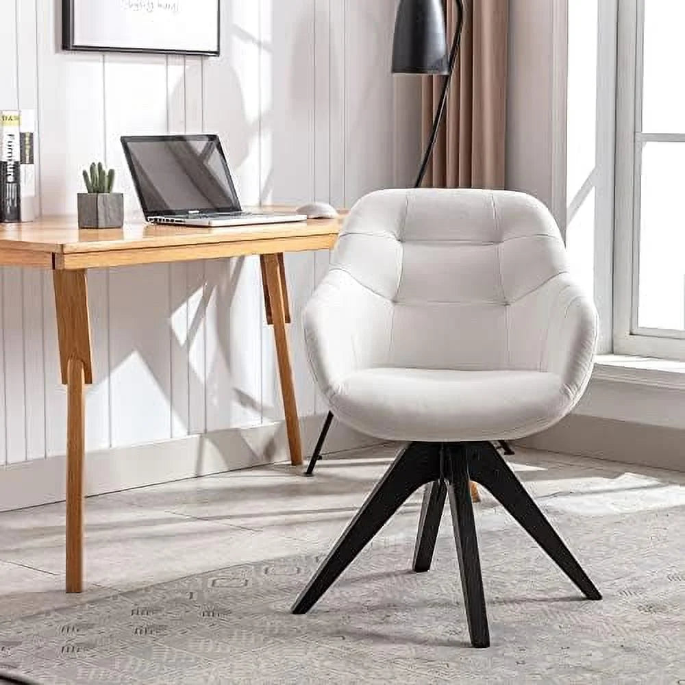 Light Grey Fabric Swivel Armchair with Black Oak Wood Legs V62811
