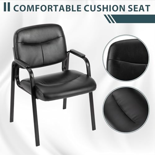 Black PU Leather Guest Chair with Padded Arms K409
