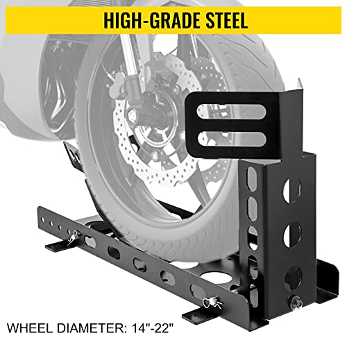 Motorcycle Front Tire Chock, 3000 lbs Weight Capacity, High-Grade Steel Wheel Trailer Stand G822