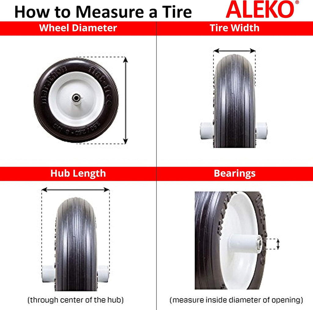 Pneumatic Replacement Wheel for Wheelbarrow 10 Inches Black White Rim O413897