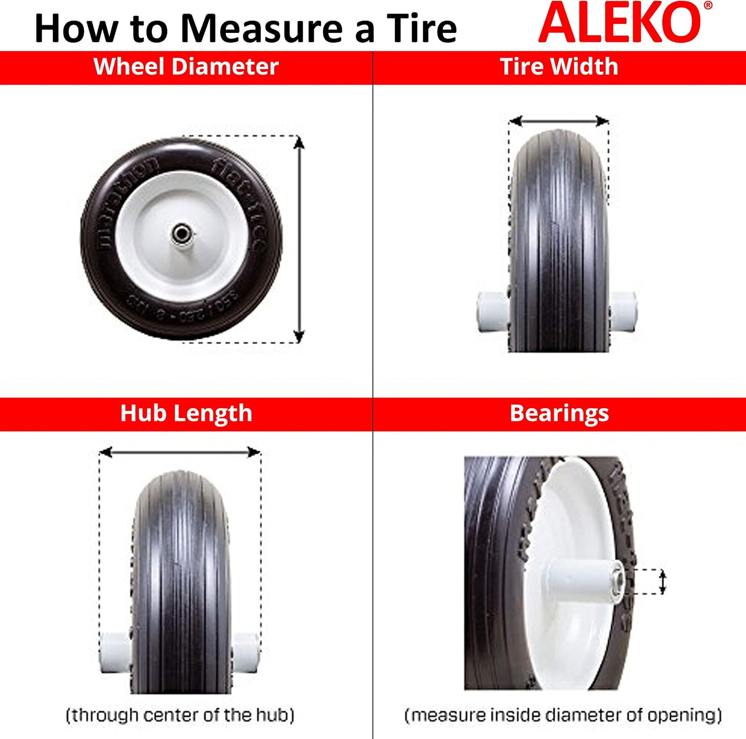 Pneumatic Replacement Wheel for Wheelbarrow 10 Inches Black White Rim O413897