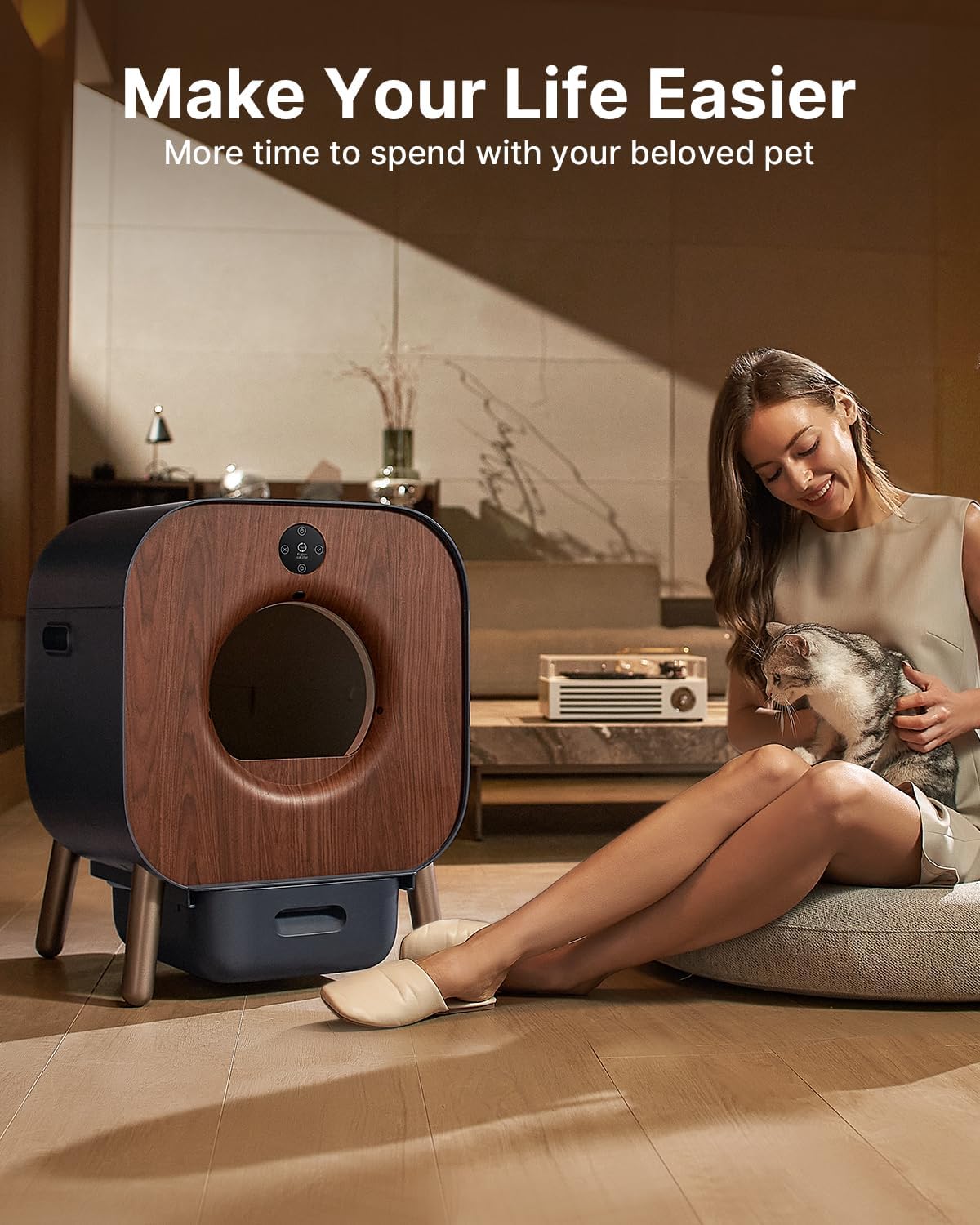 Extra Large Self Cleaning Automatic Cat Litter Box with Mat & Liner N2410