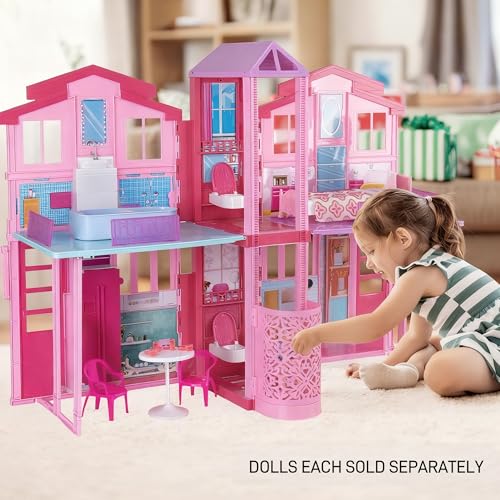 2-Story Foldable Dollhouse with 4 Rooms & Elevator D155033