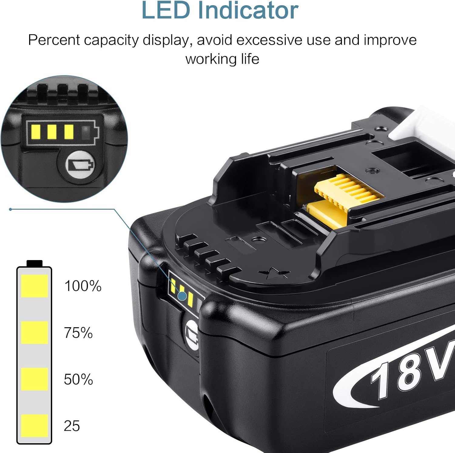 18V 6000mAh Lithium Battery with LED Indicator N278