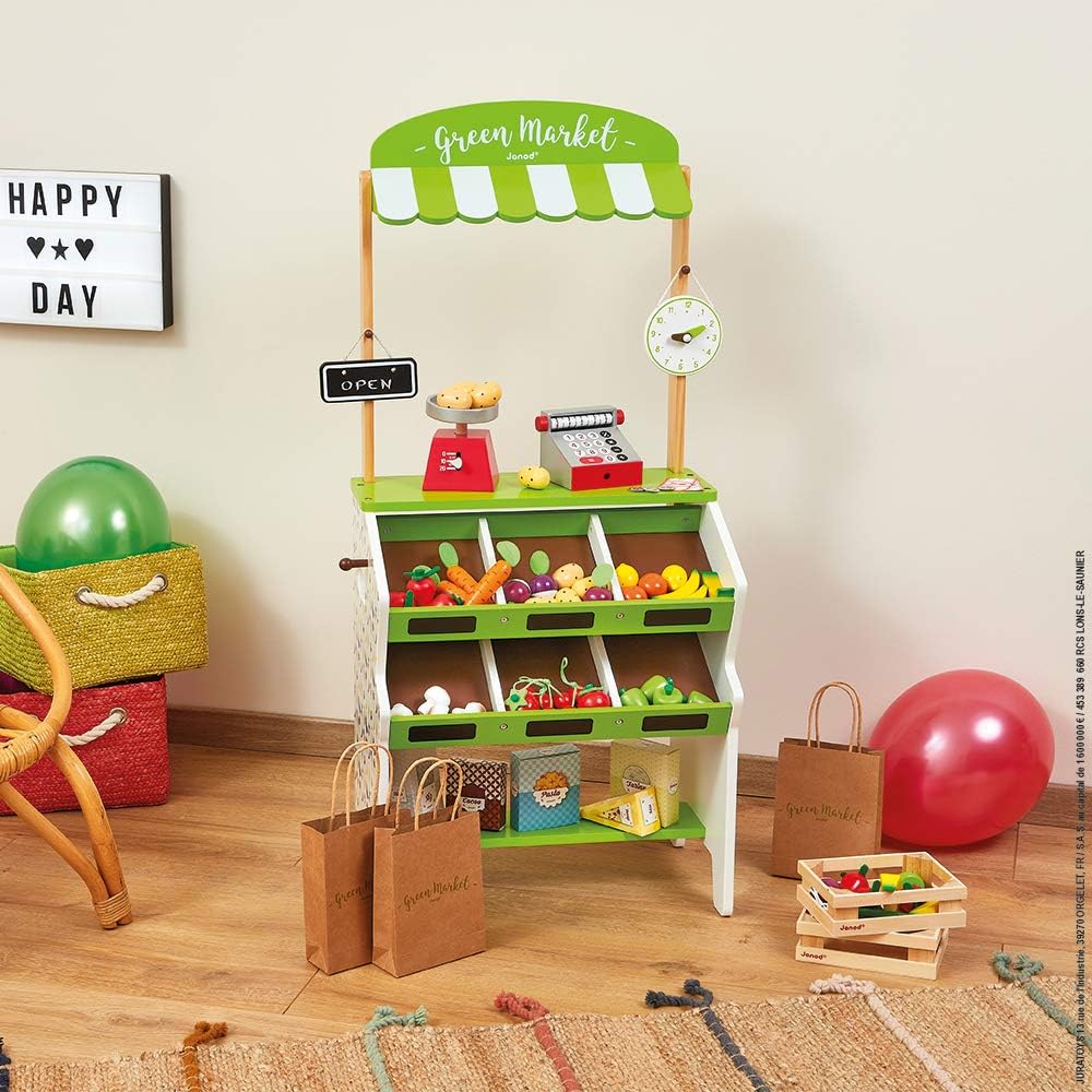 Wooden Grocery Store Playset with 32 Accessories V213