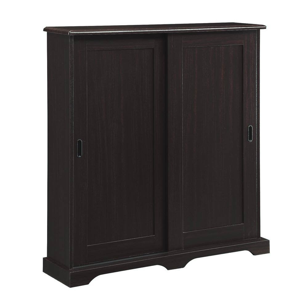 Dark Cherry Wood Media Storage Cabinet with Sliding Door Y9155
