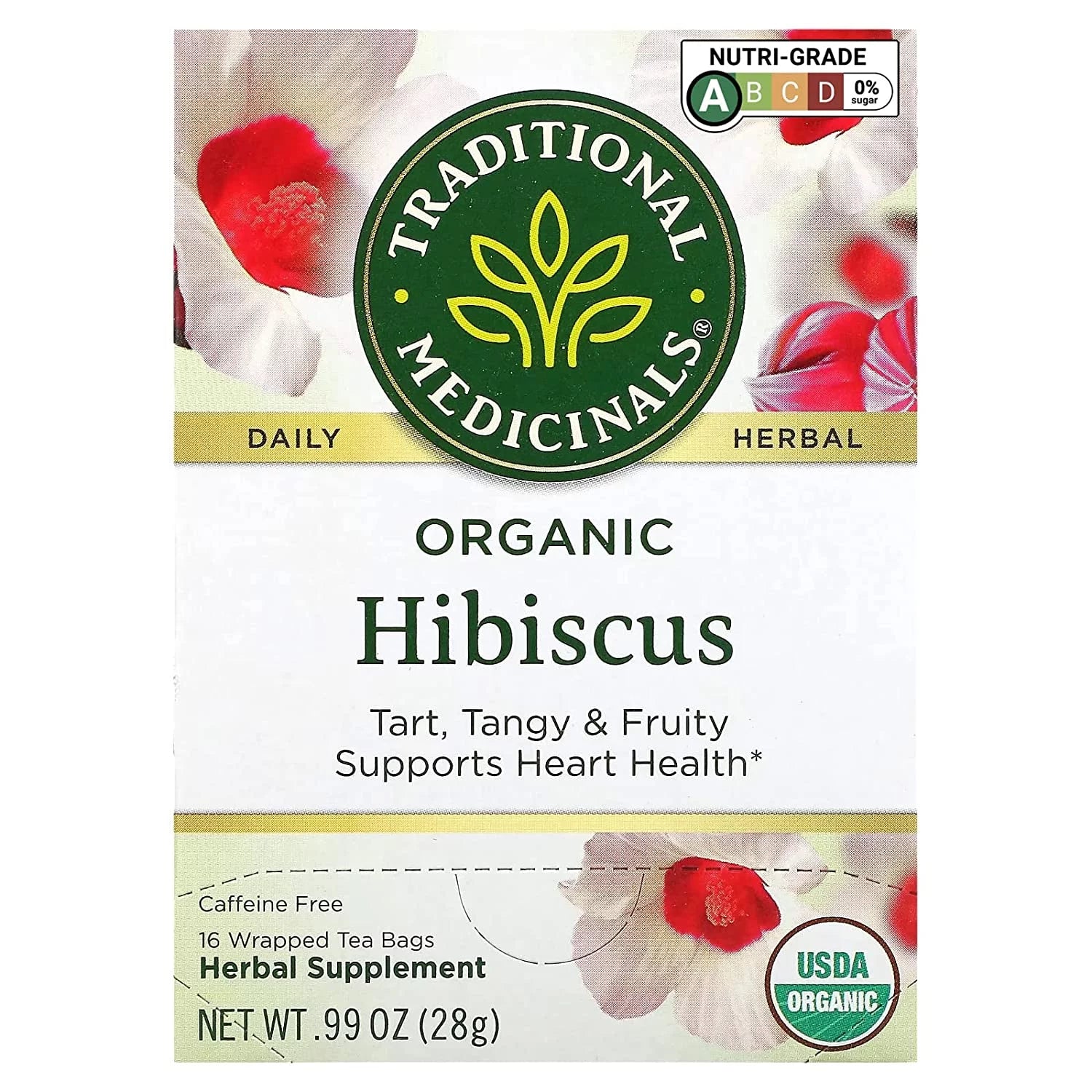 Organic Hibiscus Herbal Tea 16 Tea Bags Pack of 3 O93494