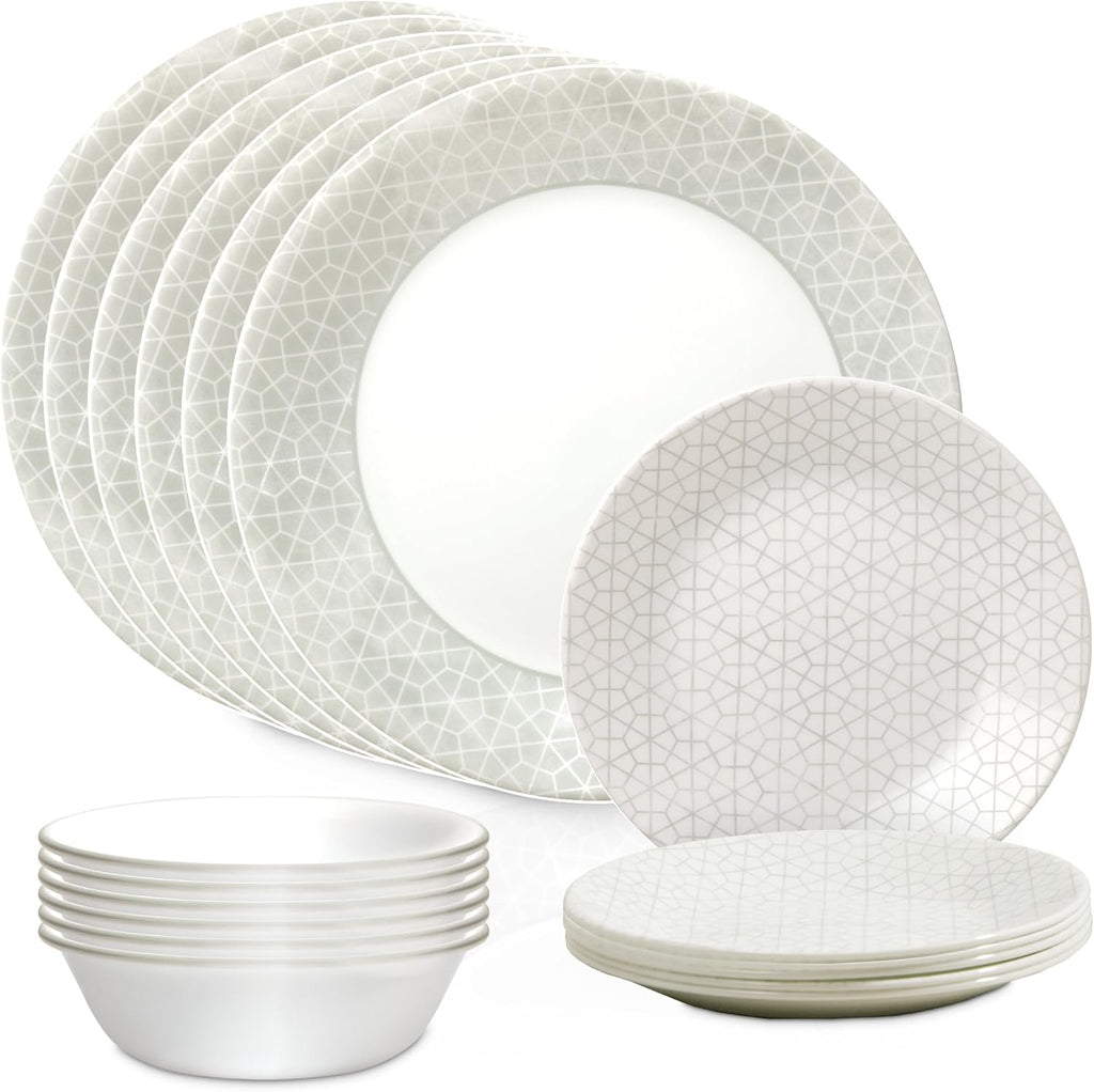 18 Piece Glass Dinnerware Set, Service for 6, 28 oz Soup Bowls Set of 6 S425877