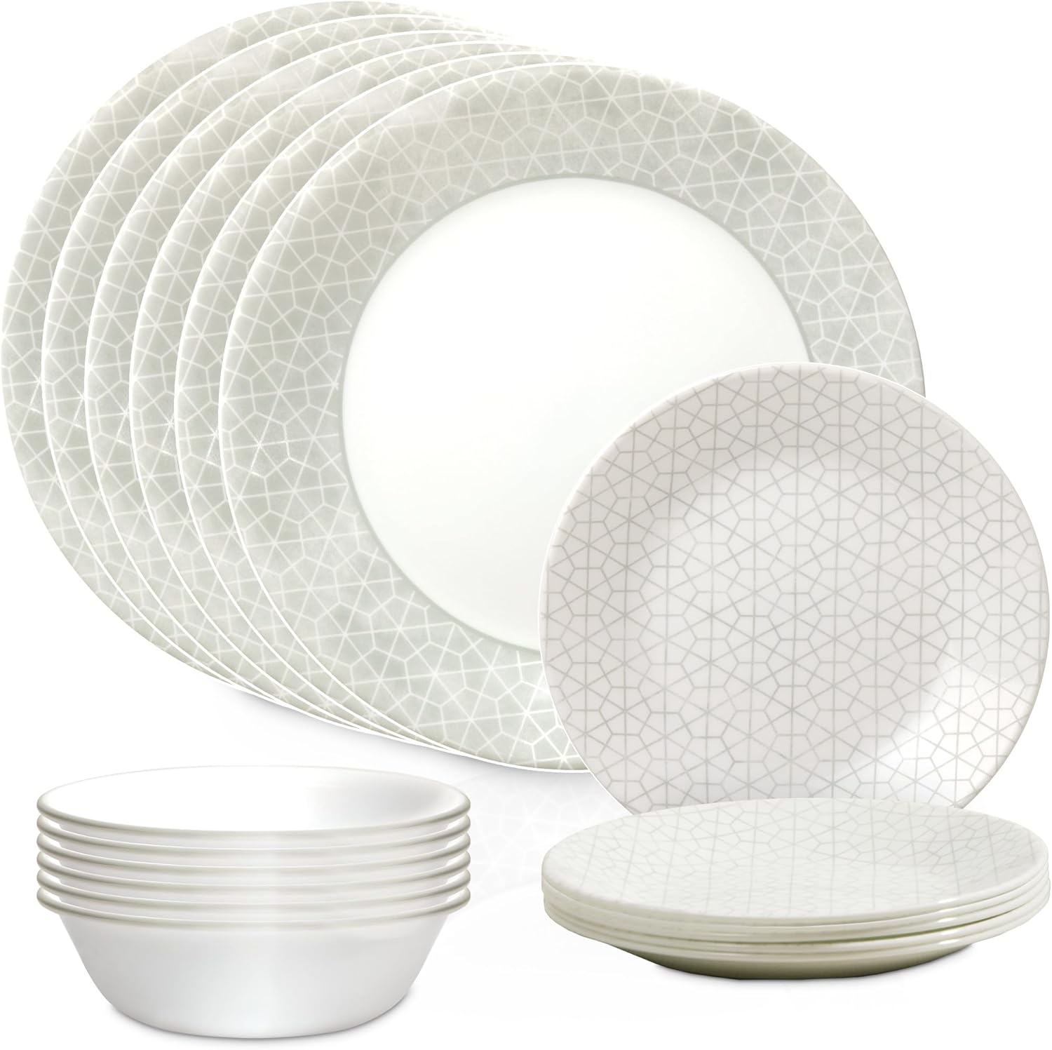 18 Piece Glass Dinnerware Set, Service for 6, 28 oz Soup Bowls Set of 6 S425877