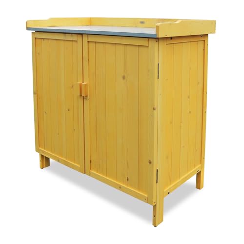 Outdoor Storage Cabinet with Potting Bench & Metal Tabletop N659