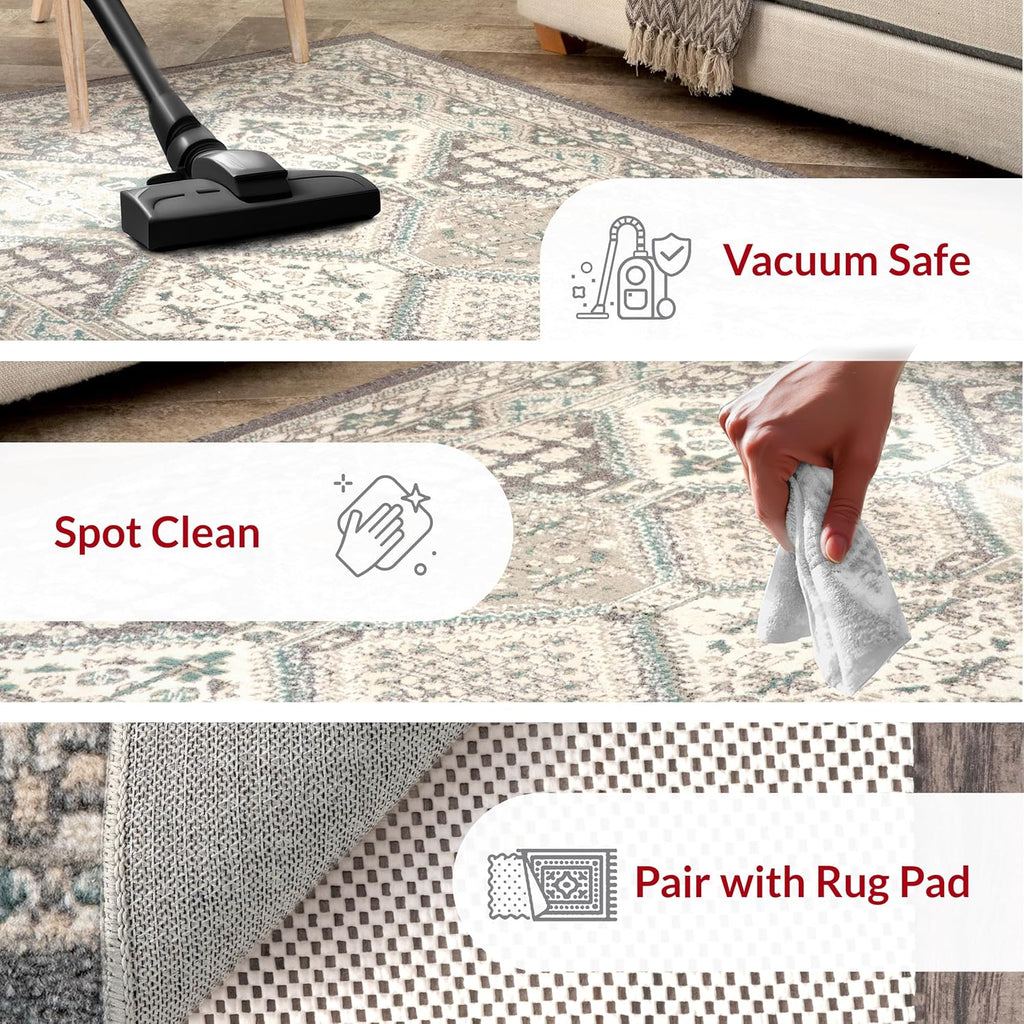 Charcoal 5x8 Stain Resistant Area Rug V7789