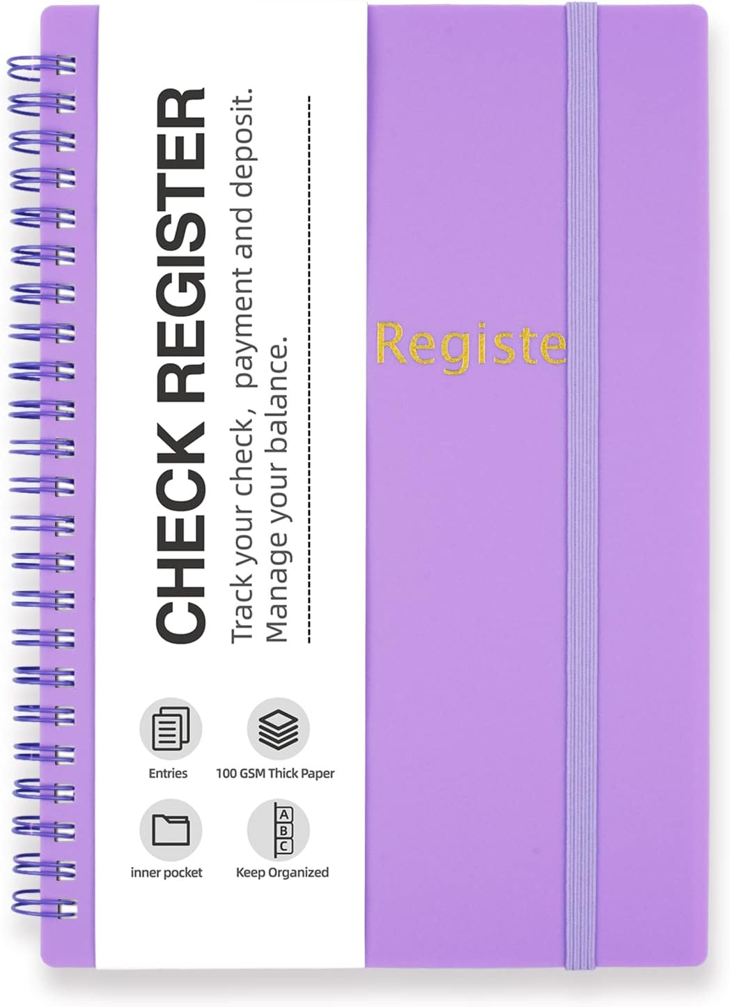 Purple Double Spiral Check Register Book A90436