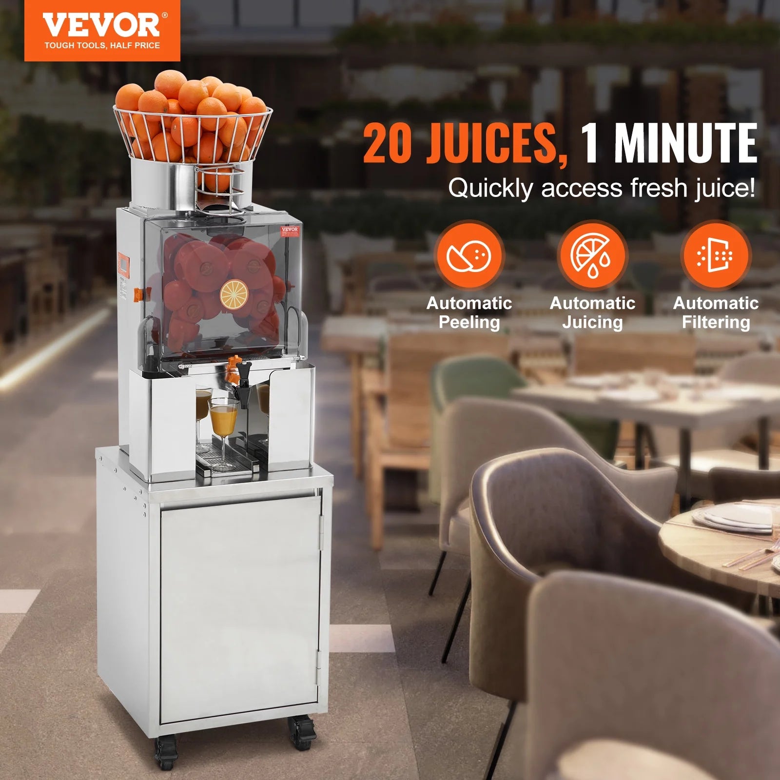 120W Commercial Orange Juicer Machine Automatic Juice Squeezer Extractor H584755