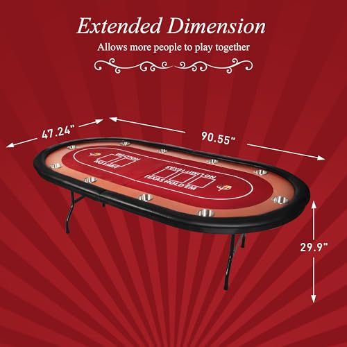 84" Foldable Poker Table with Chips Tray C650547