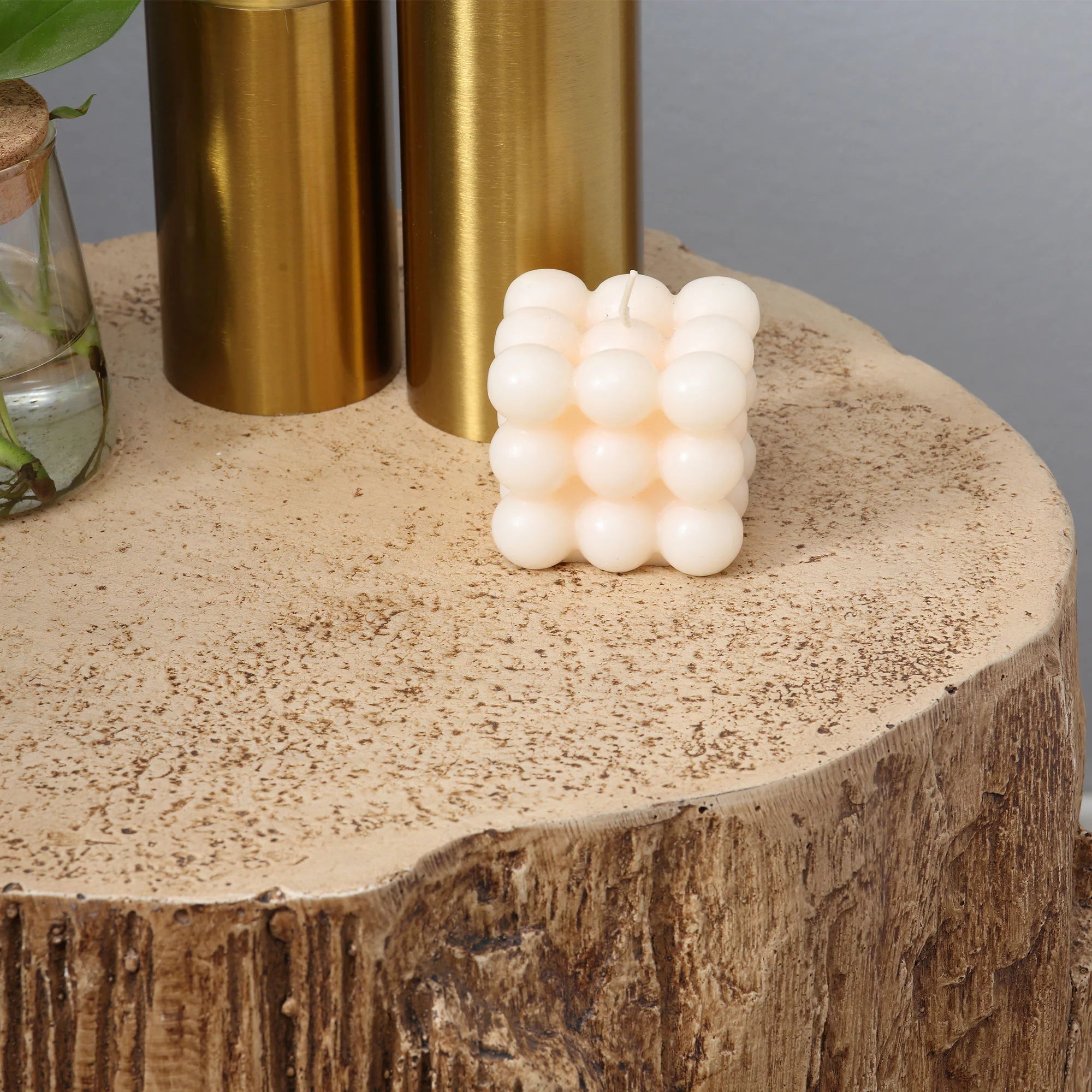 Natural Concrete Side Table Set of 2 Q8949