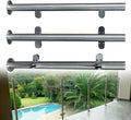 110cm High Glass Balustrade Railing Post Glazing Stainless Steel Pole Handrail Silver Pack of 2 M7609