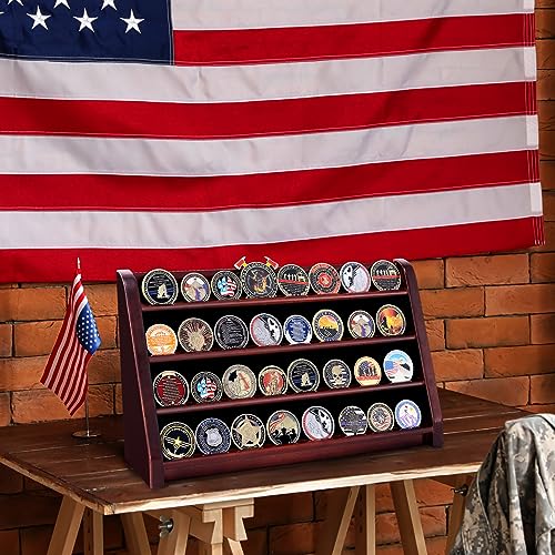 Black 5 Row Wooden Coin Display Case Holds 50 Coins B85589
