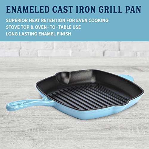 Enameled Cast Iron Square Griddle Grill Pan, 11-Inch, Cream S53439