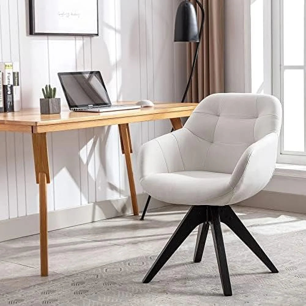 Light Grey Fabric Swivel Armchair with Black Oak Wood Legs V62811