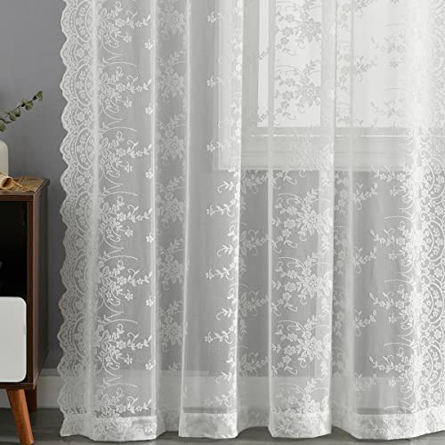 Scalloped Lace Sheer Curtains 2 Panels J723466