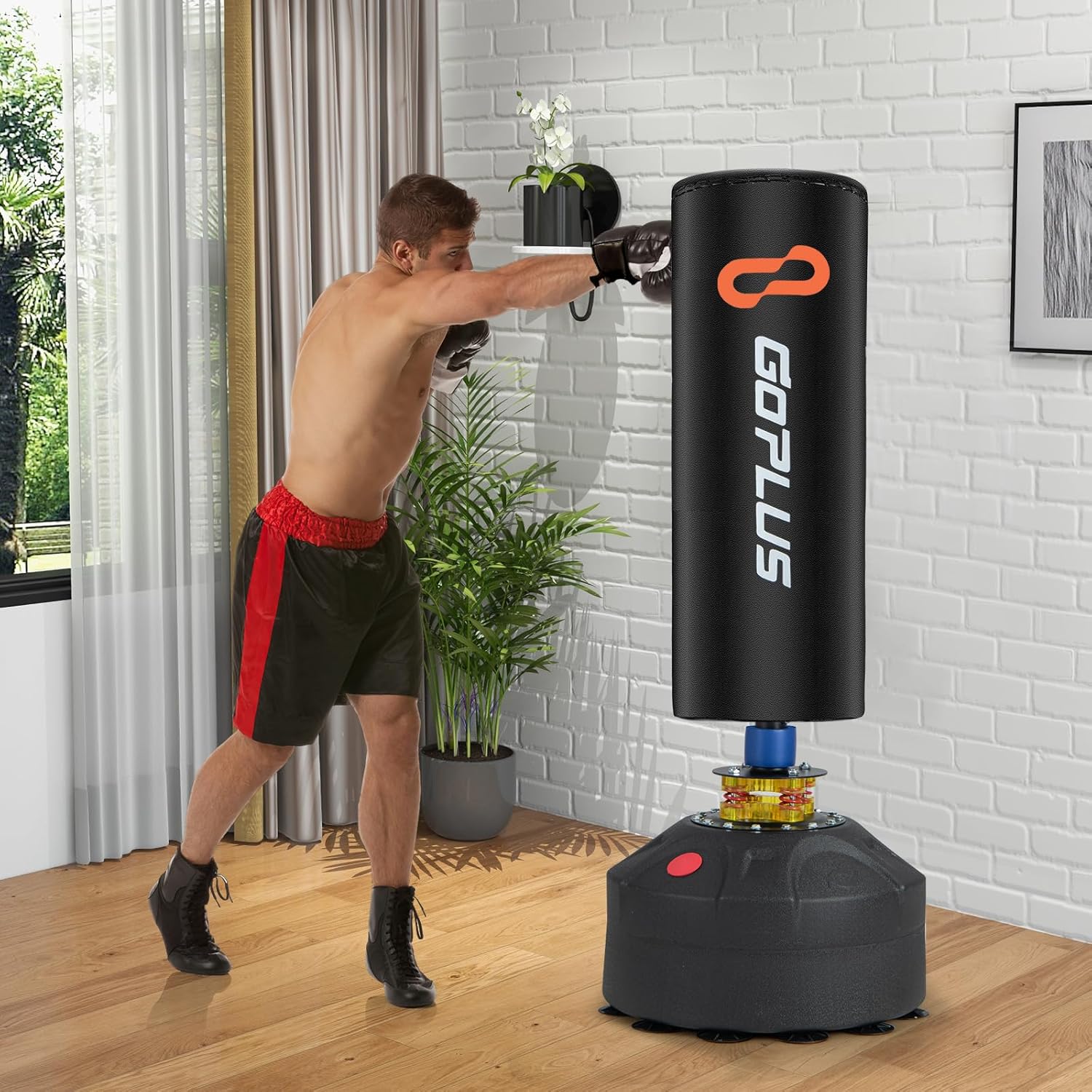 220LBS Freestanding Punching Bag with Gloves X927259