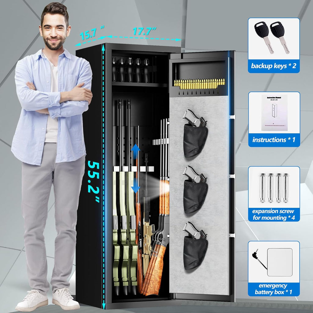 Unassembled Gun Safe with Fingerprint Access, Removable Shelf and Pistol Bag P2718