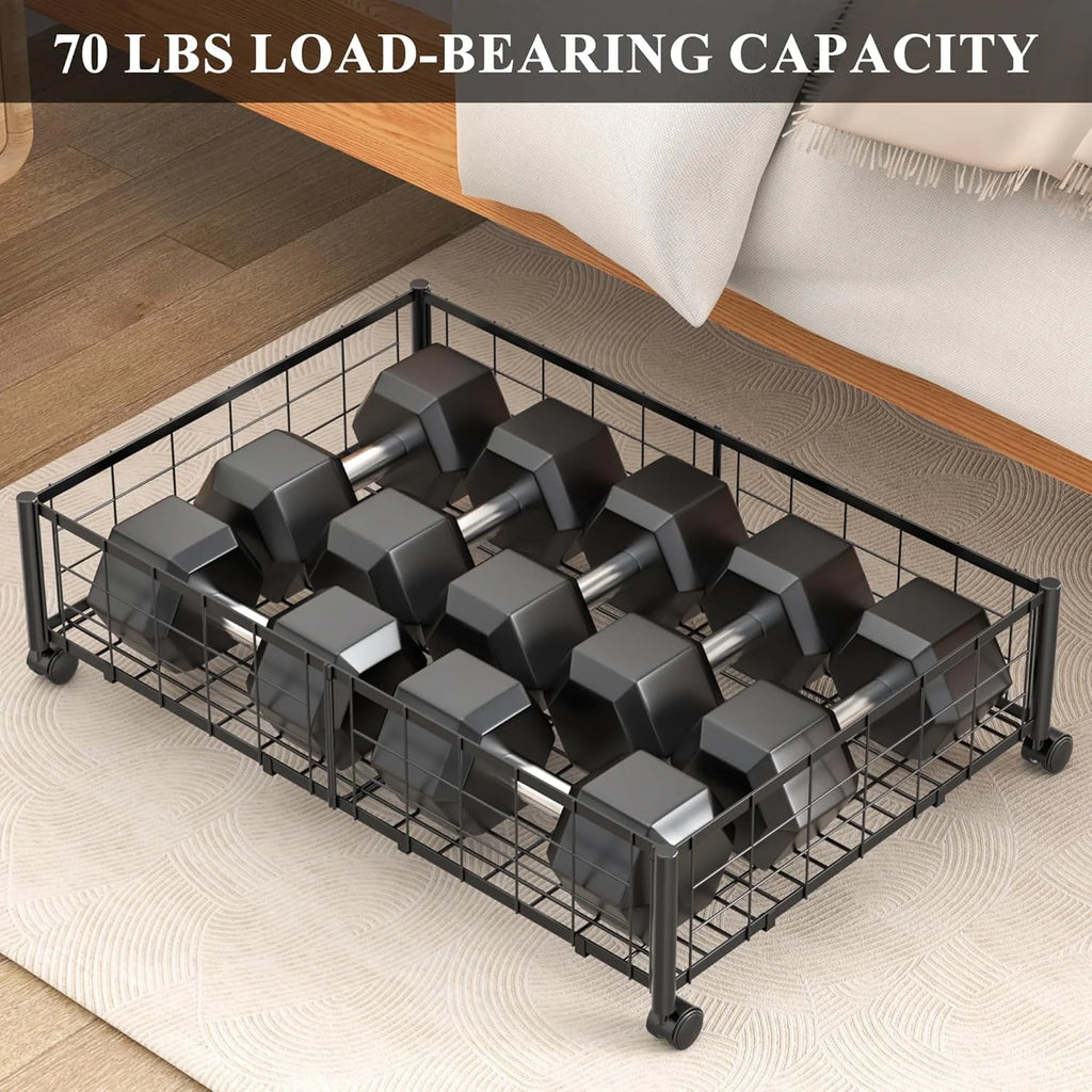 Black Under Bed Storage Drawers with Wheels and Cover N175820