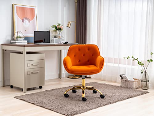 Dark Orange Velvet Adjustable Swivel Desk Chair with Wheels T454596